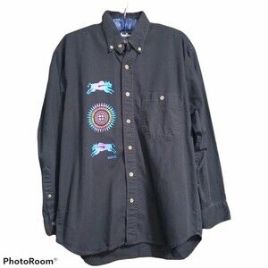 New Mexico Jemez Pueblo Native Art Button Down Western Long Sleeve Shirt